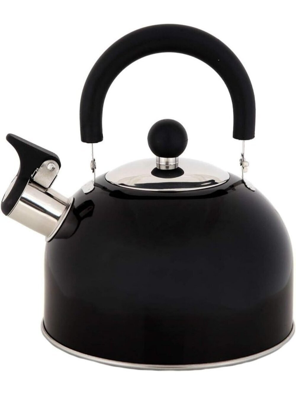Black Kitchen Whistling Tea Kettle 2 Quart Stainless Steel Stovetop Teapot